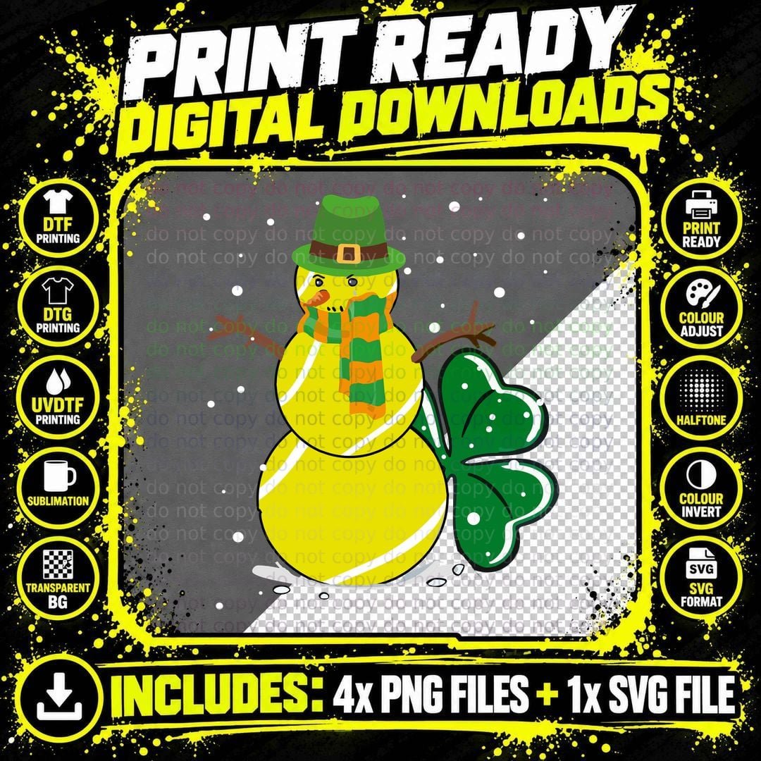 Snowman Irish T-Shirt, St Patricks Day, Irish Theme Png SVG Digital Bundle