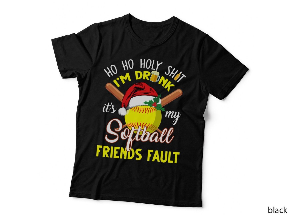 Softball Christmas Party T-Shirt, Festive Holiday Design, Christmas Softball