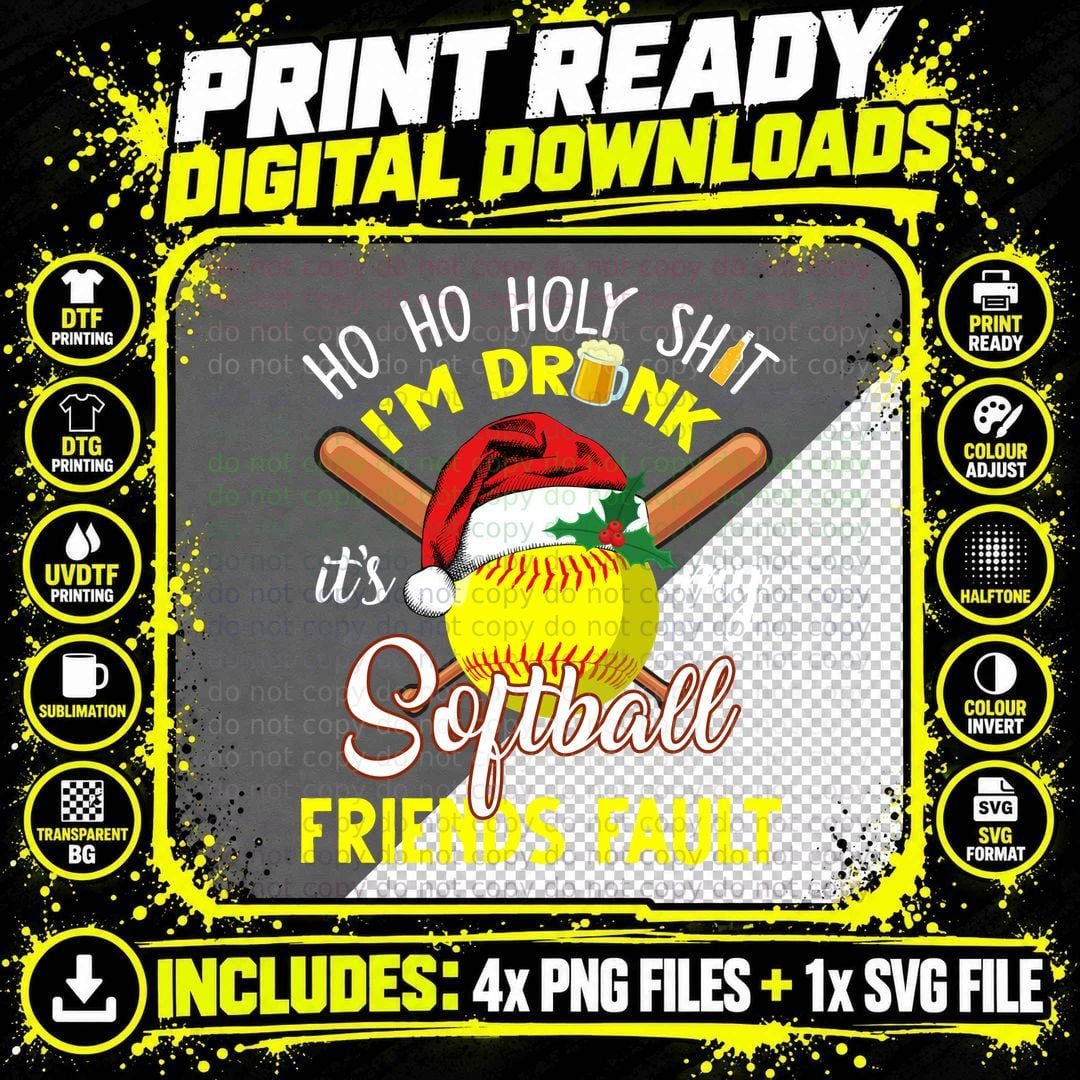Softball Christmas Party T-Shirt, Festive Holiday Design Png SVG Digital Bundle