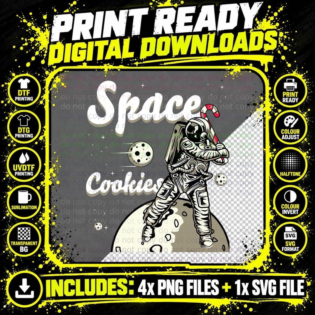 Space Cookies Xmas Weed T-Shirt, Christmas Marijuana Png SVG Digital Bundle