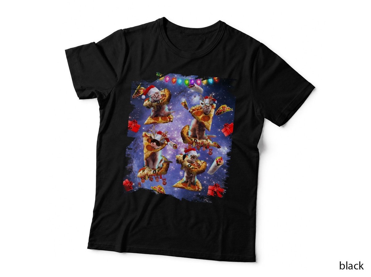 Space Pizza Cat, Christmas Cats, Funny T-Shirt