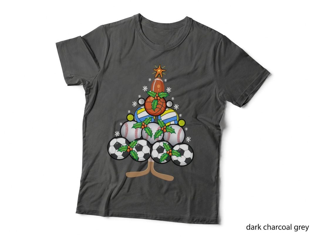 Sports Christmas Tree T-Shirt, Festive Sports Theme, Holiday Gift Idea