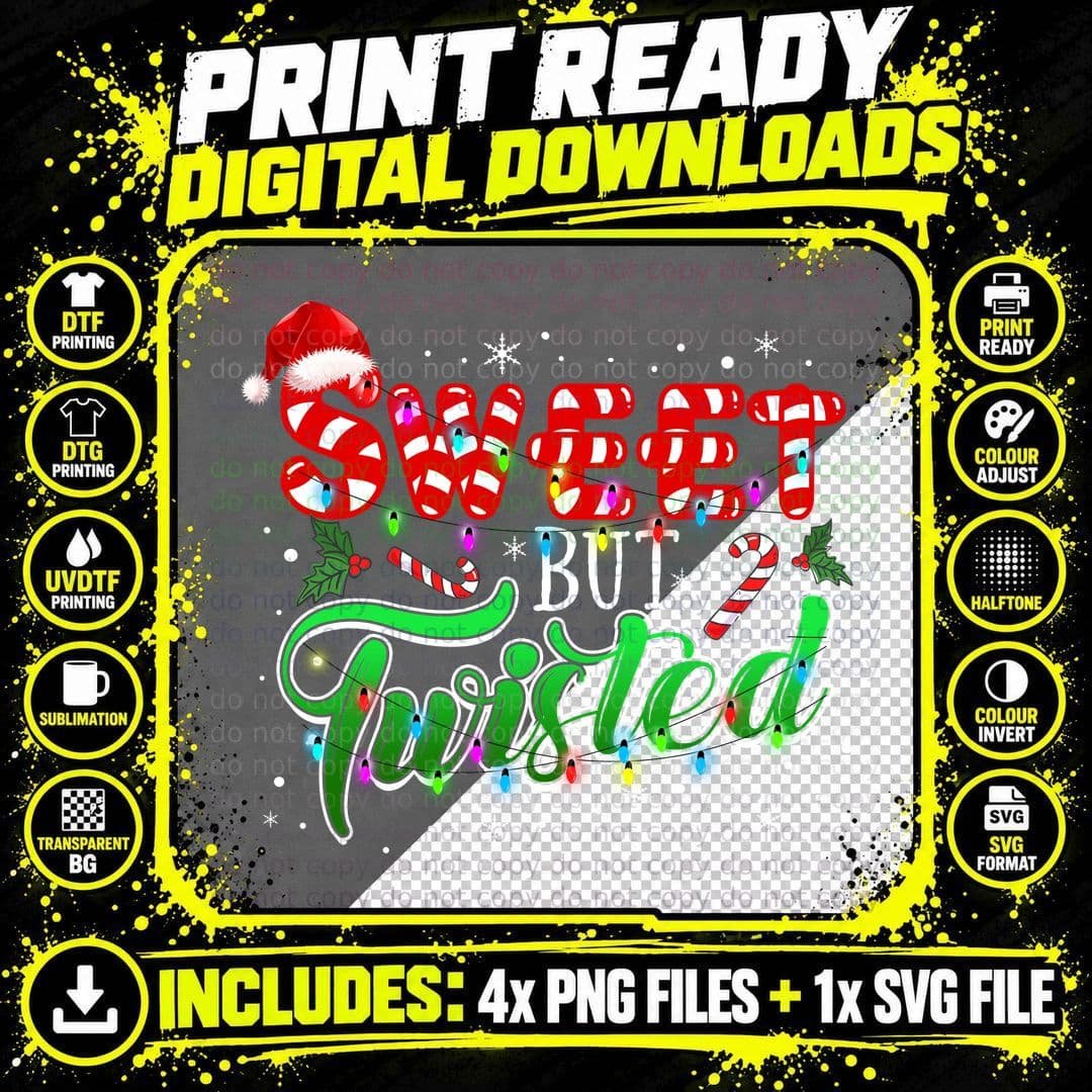Sweet Twisted Christmas T-Shirt, Festive Holiday Print Png SVG Digital Bundle