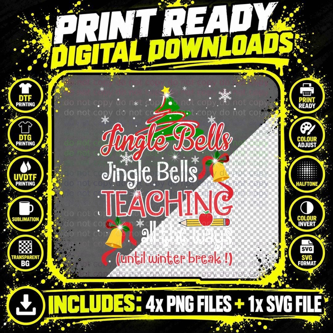 Teacher Bells Jingle Bells Christmas T-Shirt Png SVG Digital Bundle