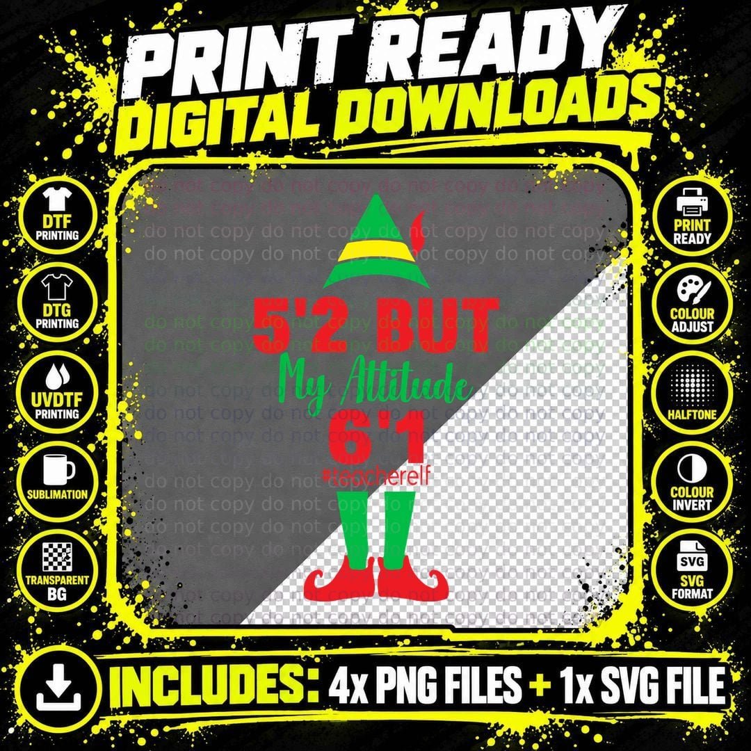 Teacher Elf T-Shirt, Christmas Holiday Theme Png SVG Digital Bundle