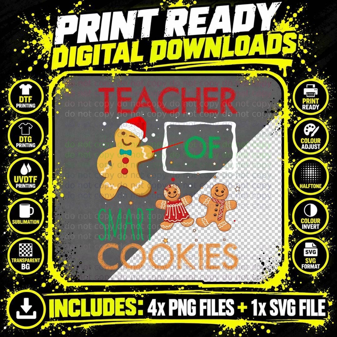 Teacher of Smart Cookies T-Shirt, Christmas Theme Png SVG Digital Bundle