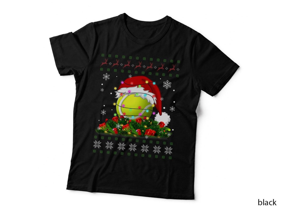 Tennis Ugly Sweater Christmas Pajama Lights T-Shirt