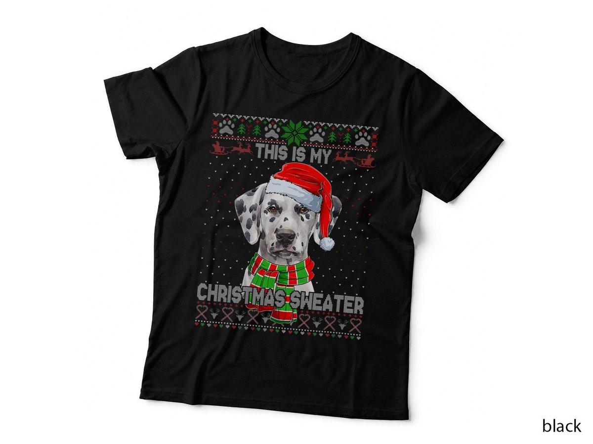 This Is My Christmas Sweater Dalmatian T-Shirt, Festive Holiday Print