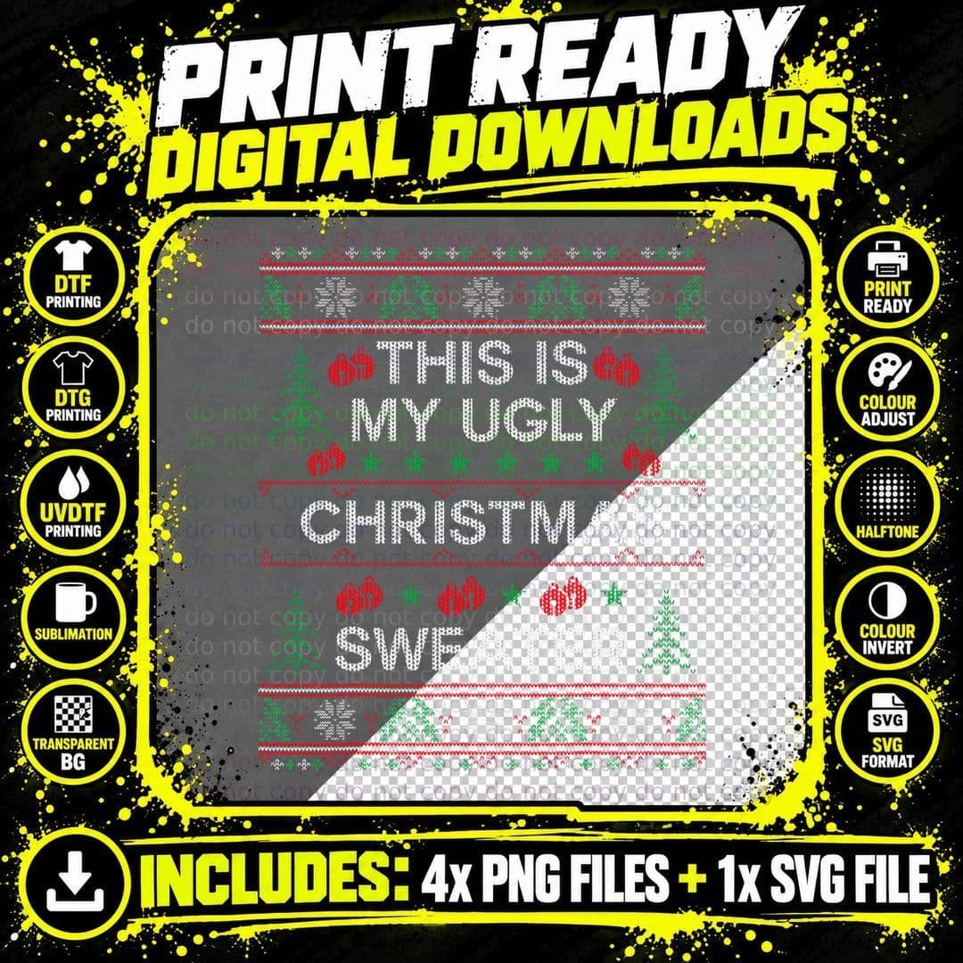 This Is My Ugly Christmas Sweater T-Shirt Png SVG Digital Bundle
