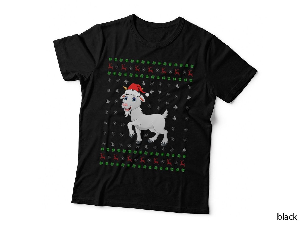 Ugly Christmas Goat Graphic T-Shirt, Funny Ugly Sweater Style