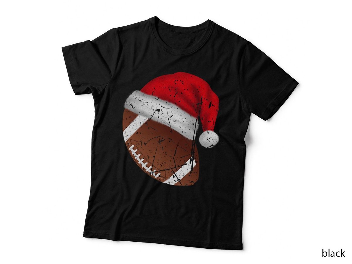 American Football Santa Hat T-Shirt, Christmas Holiday, Men Women