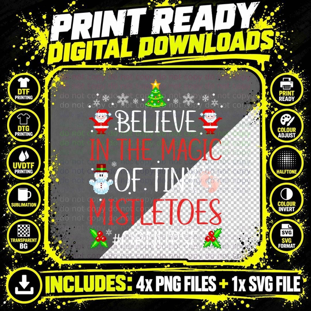 Believe in the Magic of Tiny Mistletoes OB Nurse Png SVG Digital Bundle