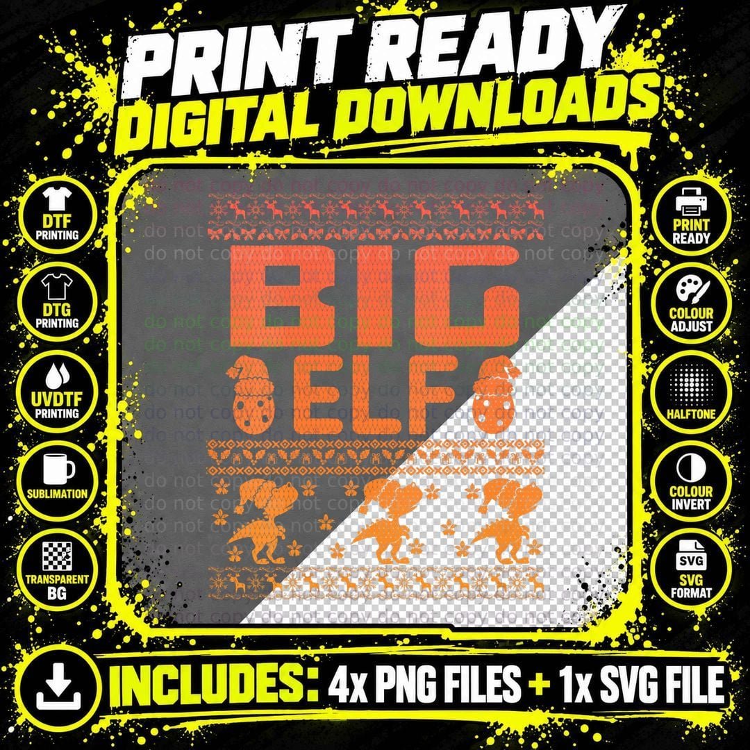 Big Elf Christmas Family T-Shirt, Ugly Xmas Png SVG Digital Bundle