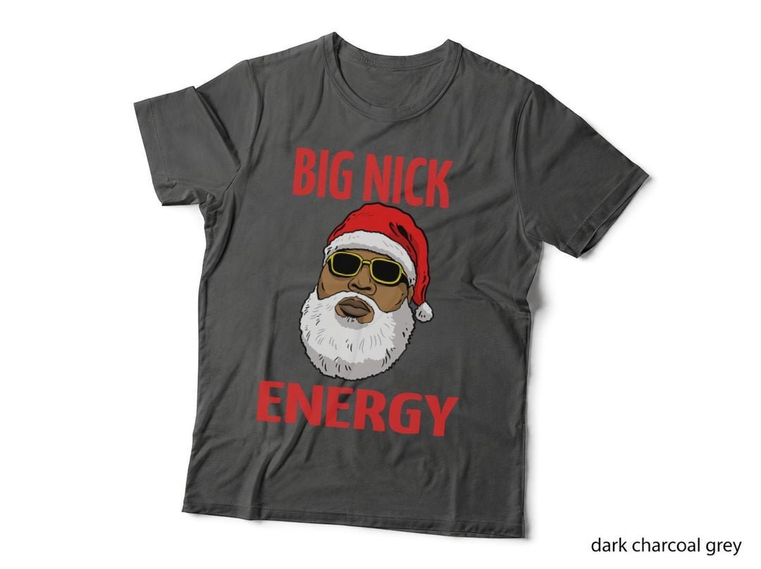 Big Nick Energy Black African Santa T-Shirt, Christmas Holiday