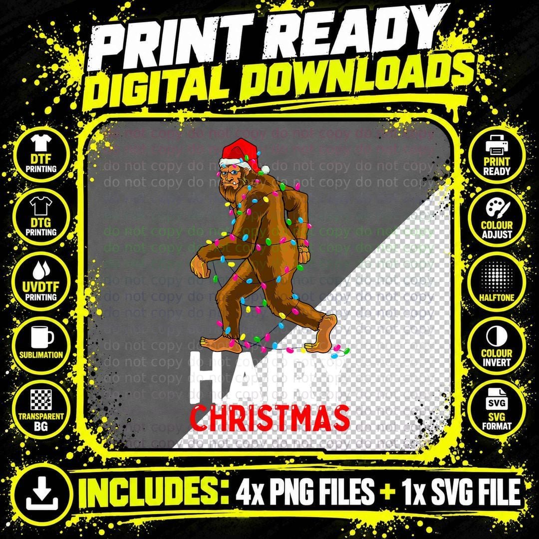 Bigfoot Hairy Christmas T-Shirt, Funny Xmas Men Pajama Png SVG Digital Bundle