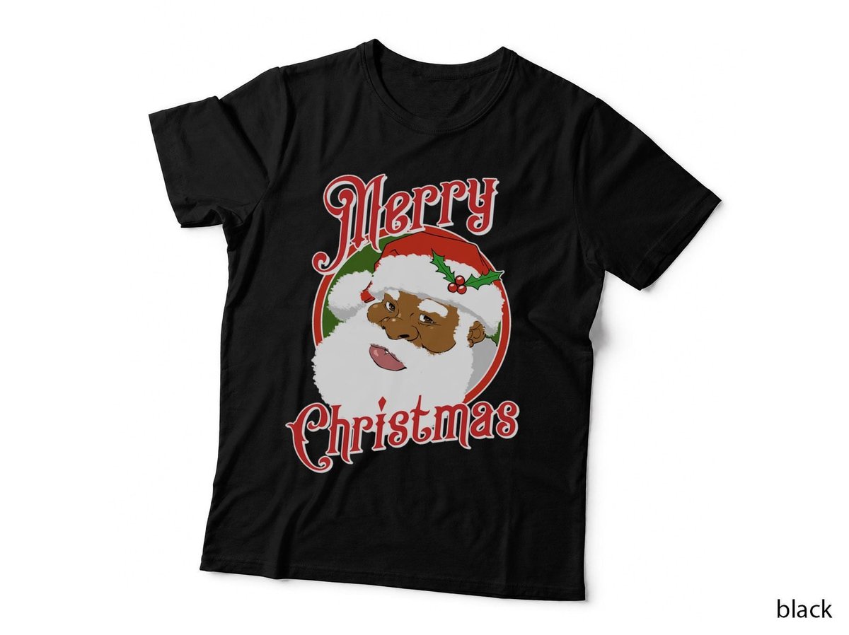 Black Merry Christmas African American Santa Claus T-Shirt