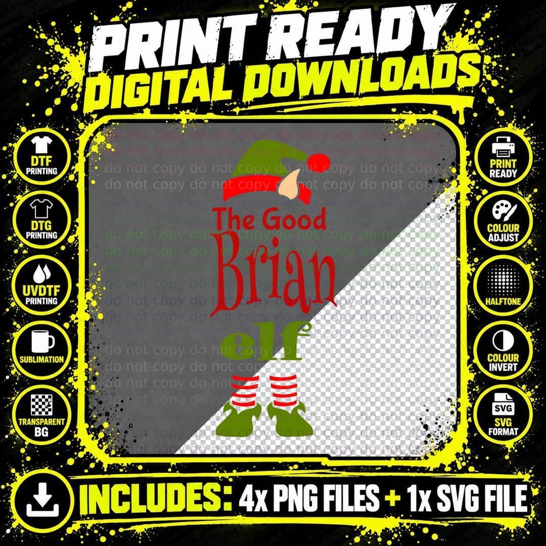 Brian Elf Good Christmas T-Shirt, Matching Pajama Party Png SVG Digital Bundle