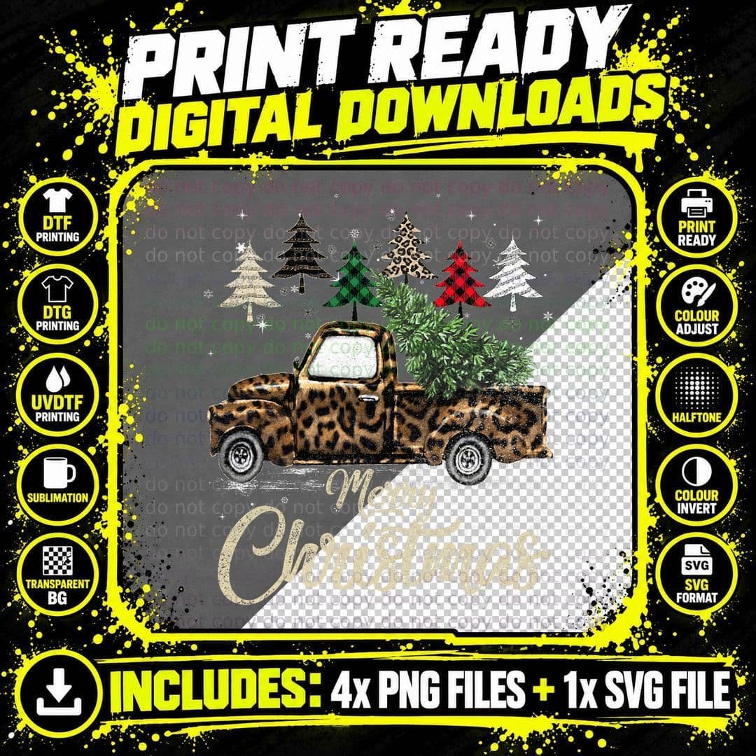 Buffalo Plaid Christmas Tree Red Truck T-Shirt Png SVG Digital Bundle