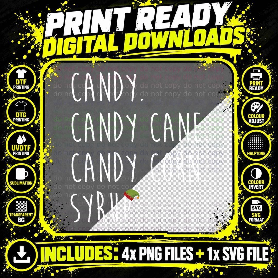 Candy Cane Christmas T-Shirt, Festive Holiday Print Png SVG Digital Bundle