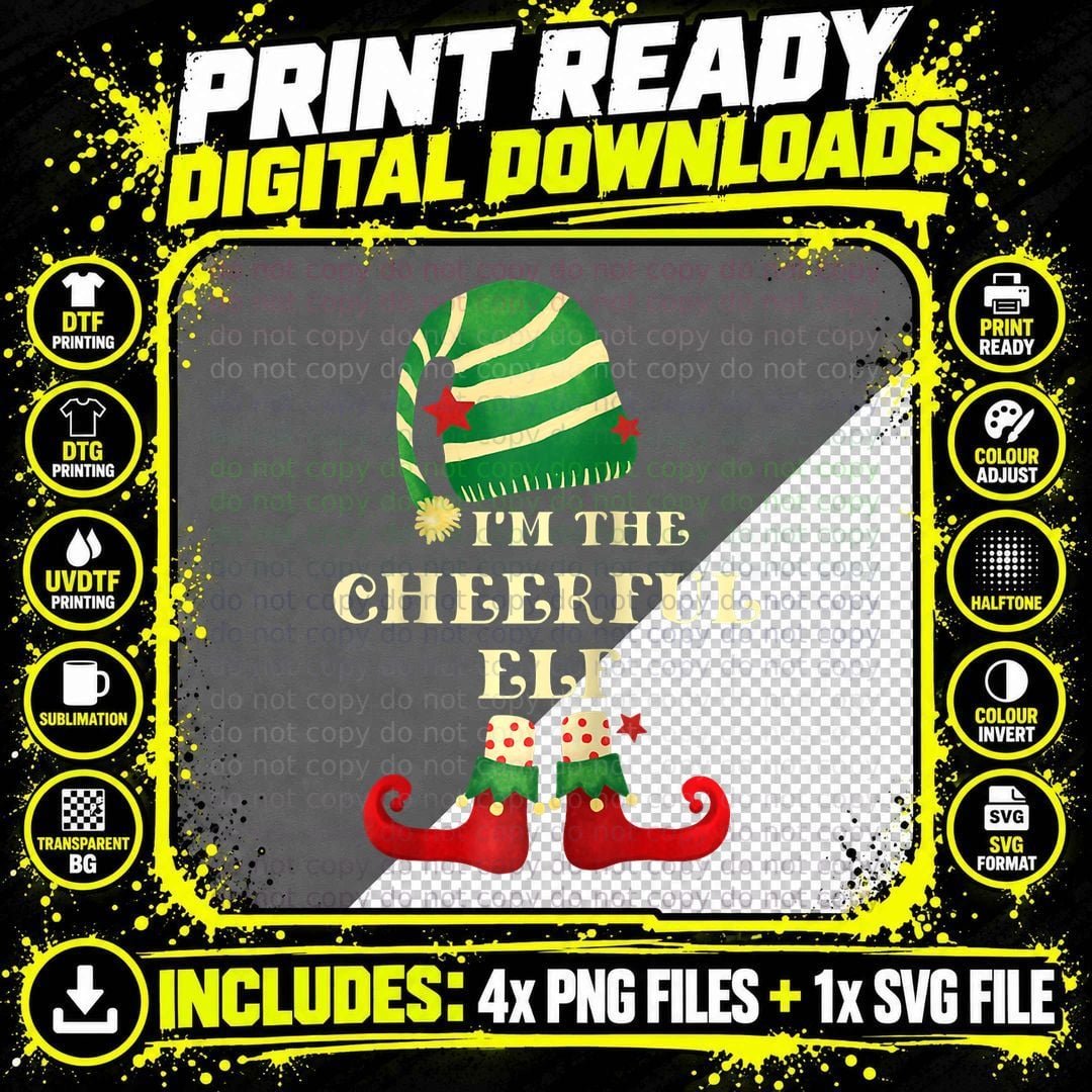 Cheerful Elf Christmas Matching Family Png SVG Digital Bundle
