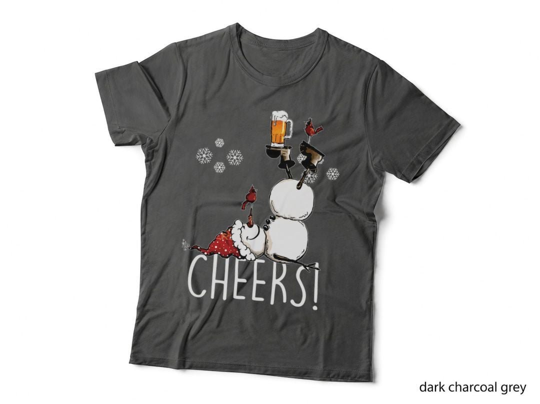 Cheers Snowman Beer and Wine Christmas T-Shirt