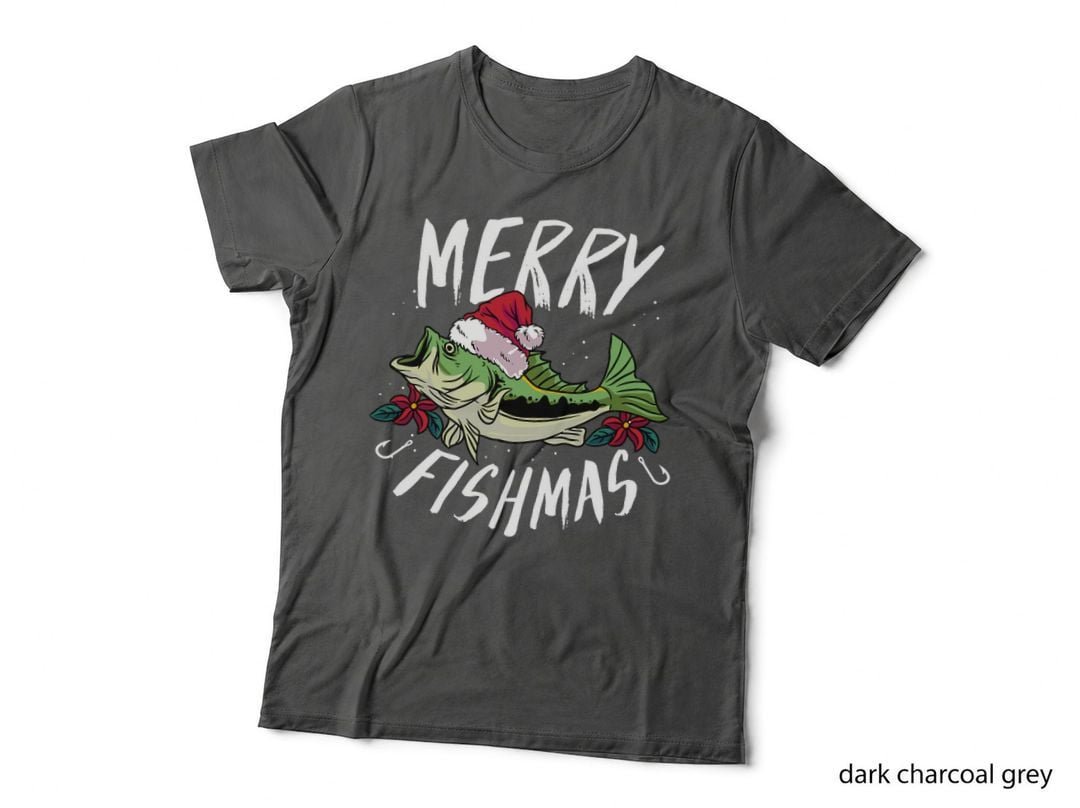 Christmas Bass Fishing T-Shirt, Merry Fishmas Design, Festive Fishing Gift