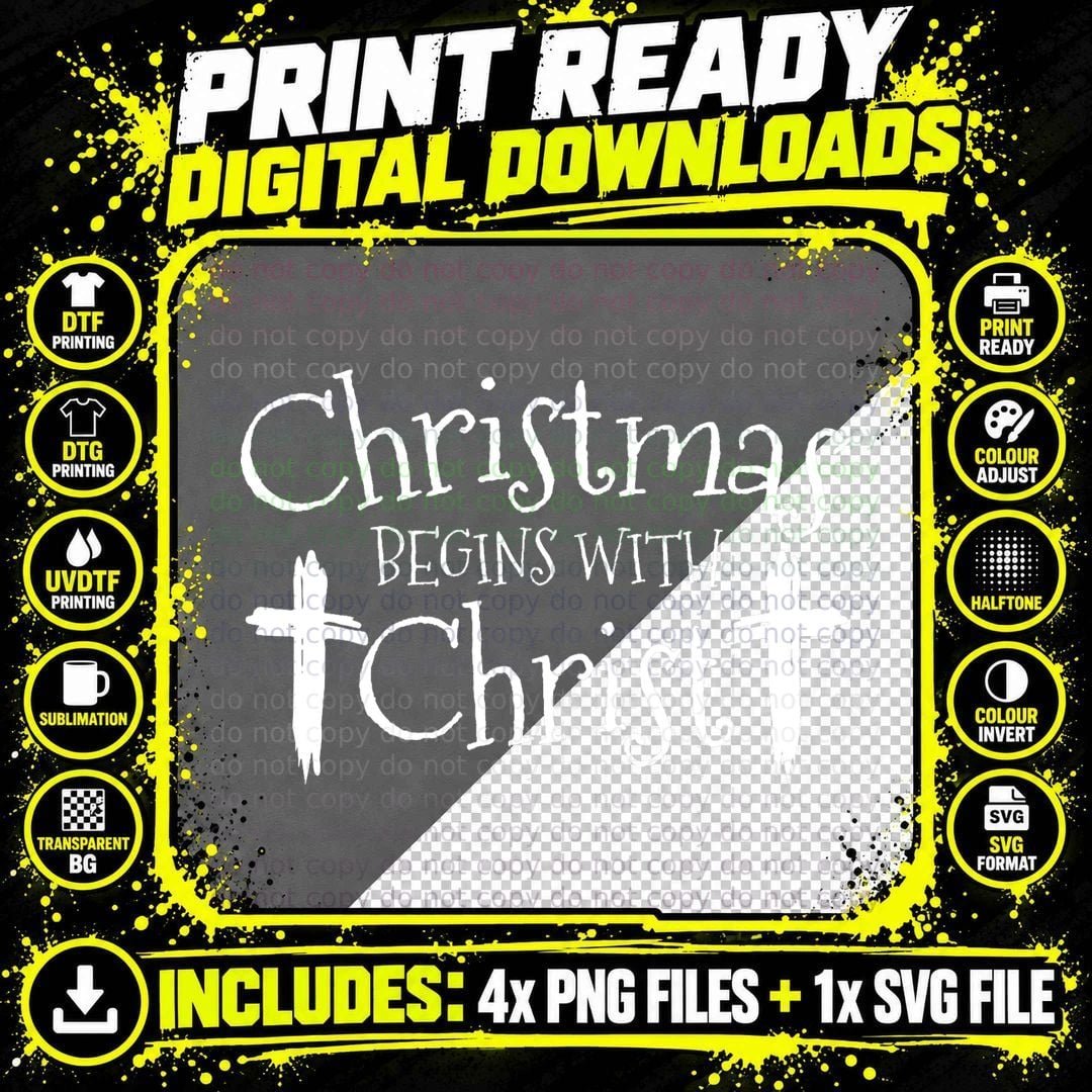 Christmas Begins with Christ T-Shirt Png SVG Digital Bundle