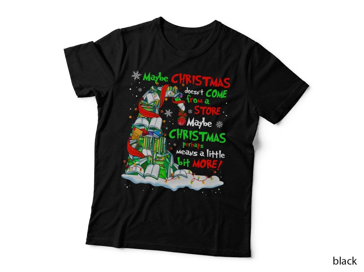 Christmas Book Stack T-Shirt, Festive Holiday Print, Literary Christmas