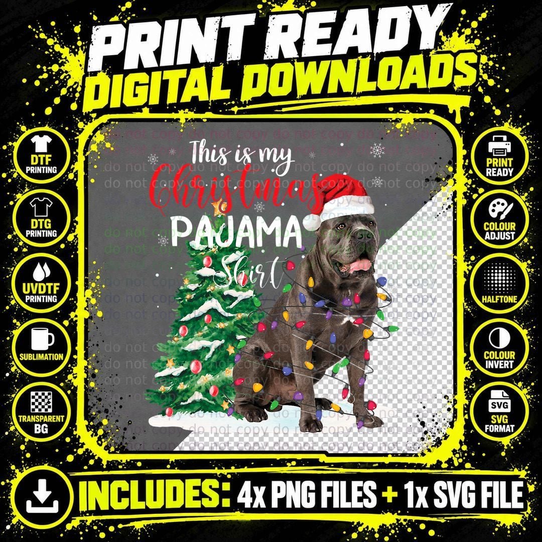 Christmas Cane Corso Dog Lover T-Shirt Png SVG Digital Bundle