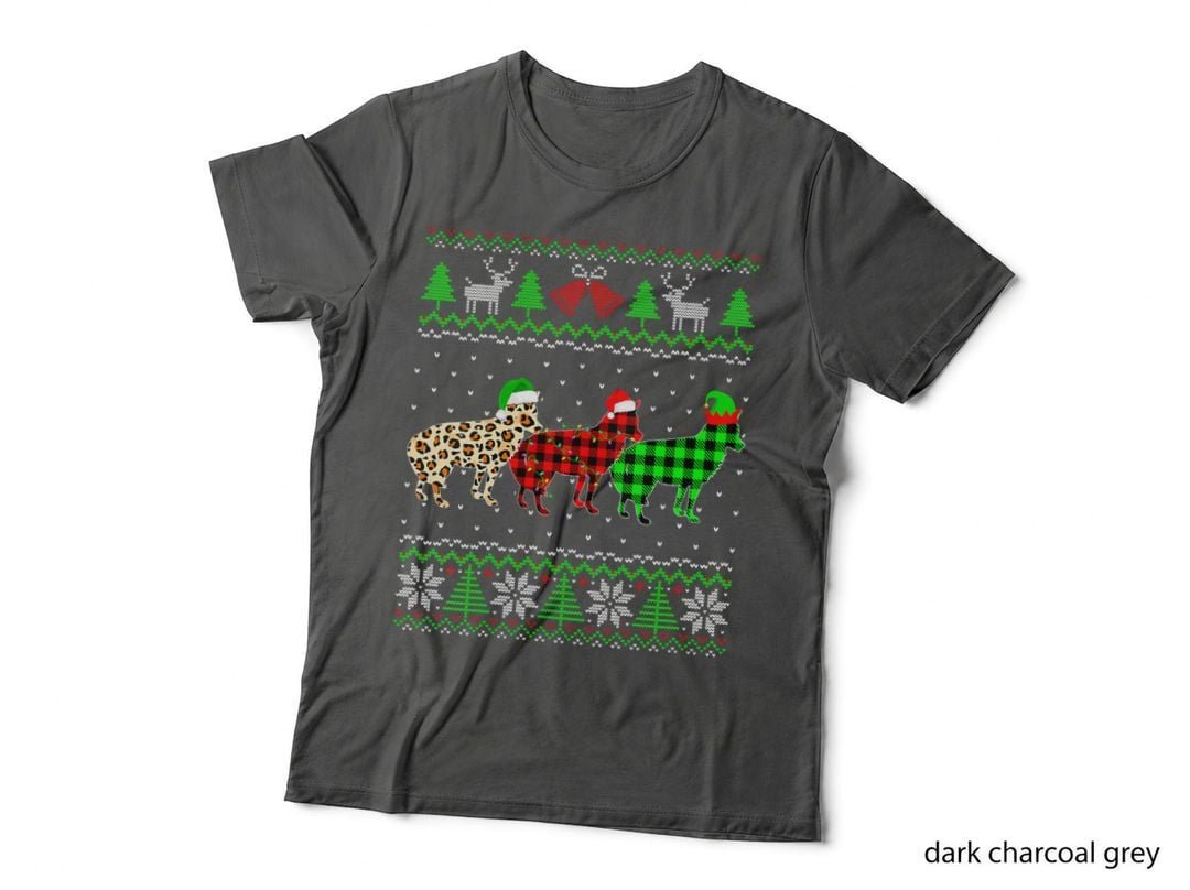 Christmas Coyote Santa Elf Plaid Holiday Costume T-Shirt