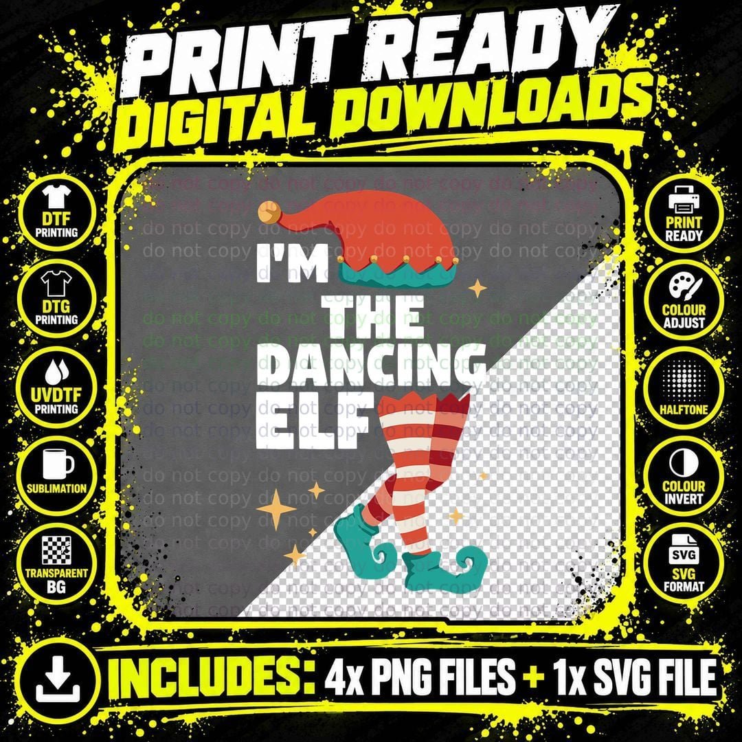 Christmas Dancing Elf T-Shirt, Xmas Family Matching Png SVG Digital Bundle