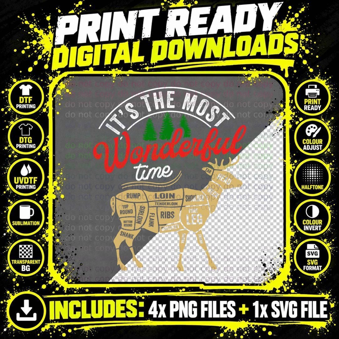 Christmas Deer Hunting T-Shirt, Holiday Hunting Design Png SVG Digital Bundle