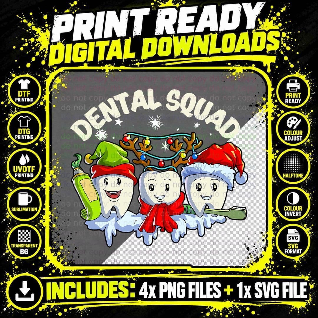 Christmas Dental Squad T-Shirt, Holiday Dentist Teeth Png SVG Digital Bundle