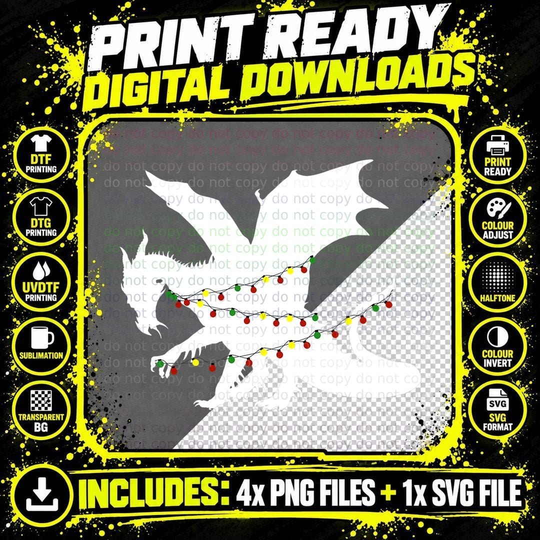Christmas Dragon T-Shirt, Festive Holiday Design Png SVG Digital Bundle