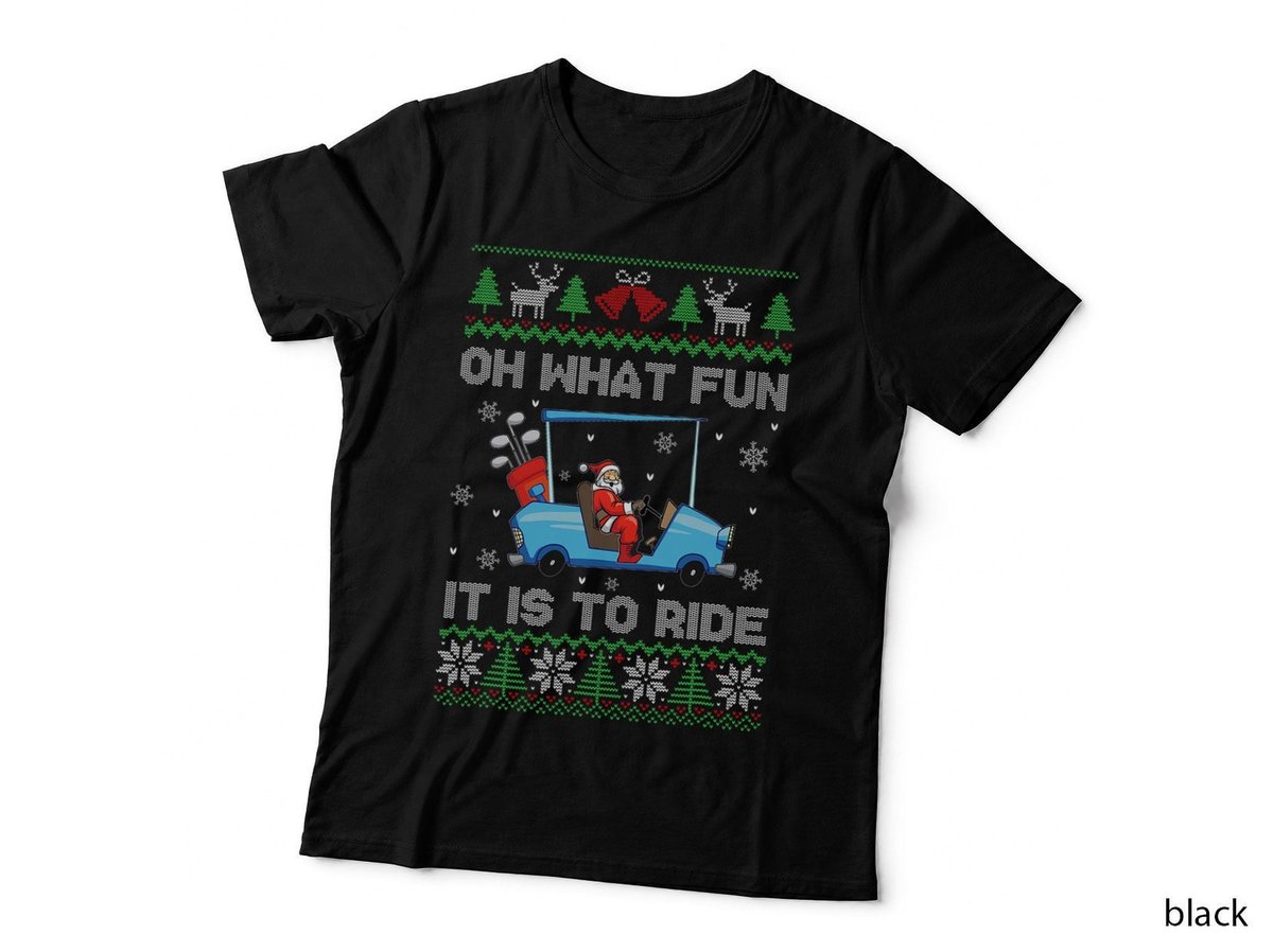 Christmas Golf Cart T-Shirt, Holiday Golfing Fun, Festive Golf Gift