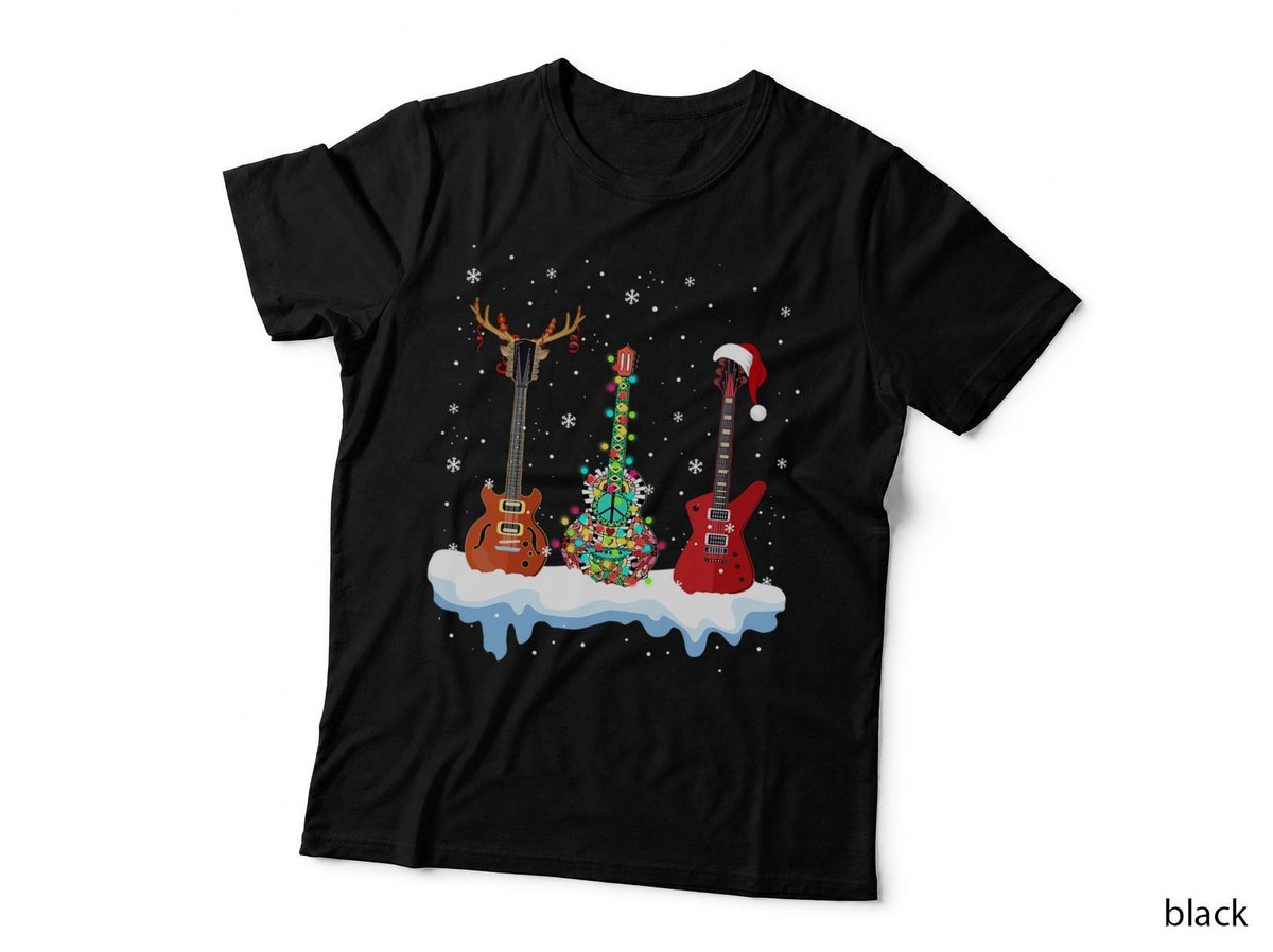 Christmas Guitar Trio T-Shirt, Festive Music Lover Style, Holiday Gift Idea