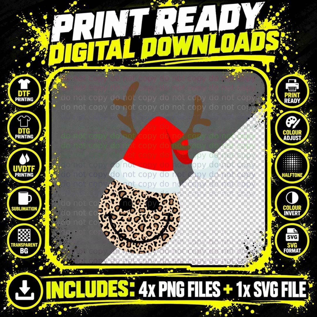 Christmas Holiday Smile Face Sweatshirt Png SVG Digital Bundle