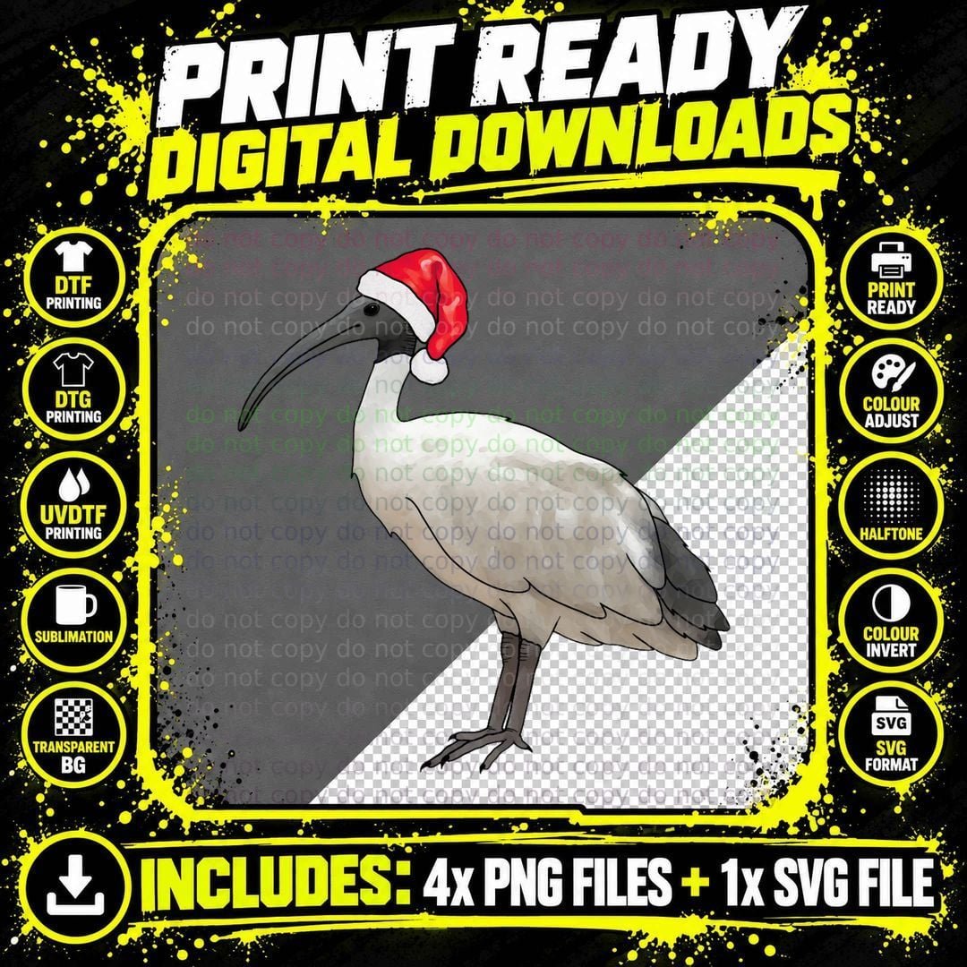 Christmas Ibis Santa Hat T-Shirt, Festive Bird Design Png SVG Digital Bundle