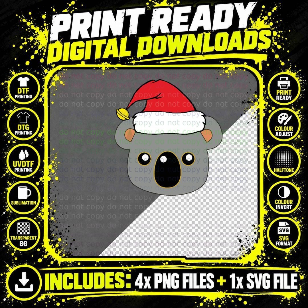 Christmas Koala Classic T-Shirt, Festive Holiday Design Png SVG Digital Bundle