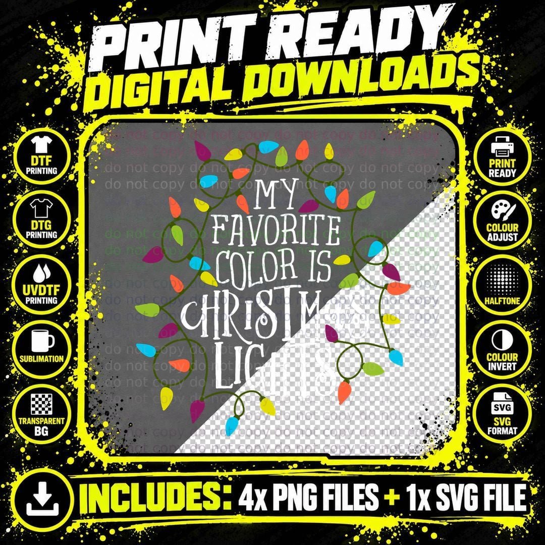 Christmas Lights Gift Pullover Hoodie Png SVG Digital Bundle