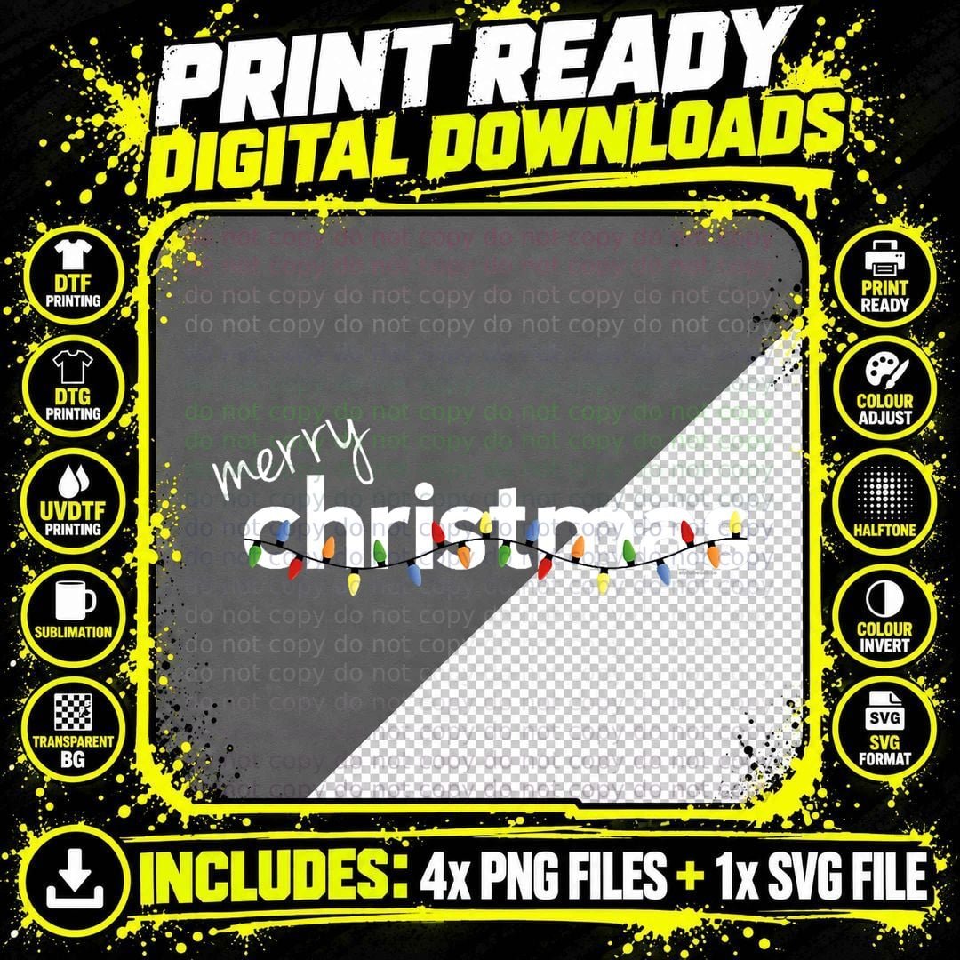 Christmas Lights T-Shirt, Festive Holiday Design Png SVG Digital Bundle