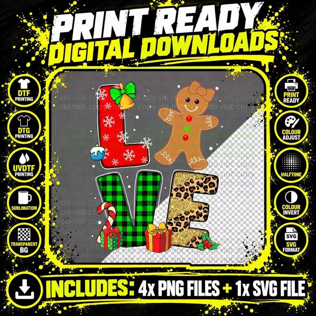 Christmas Love Gingerbread Girl T-Shirt Png SVG Digital Bundle