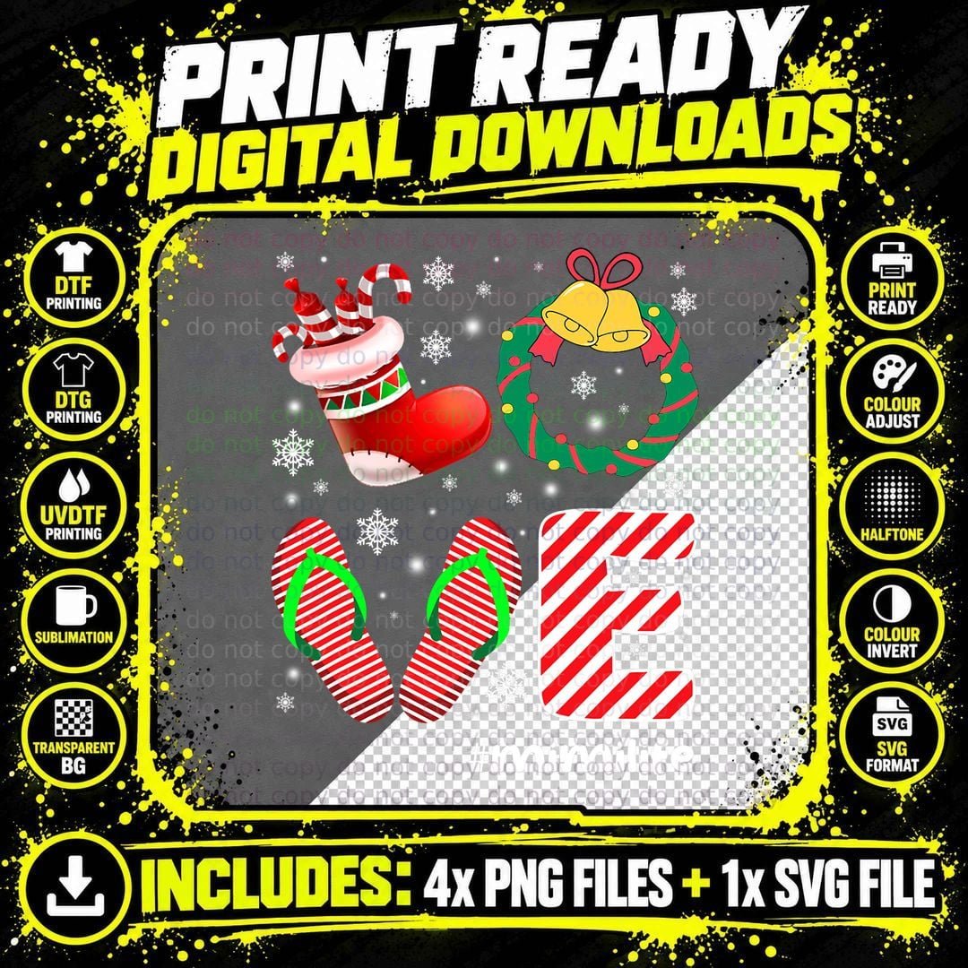 Christmas Love Mimi, Holiday Festive Print Png SVG Digital Bundle