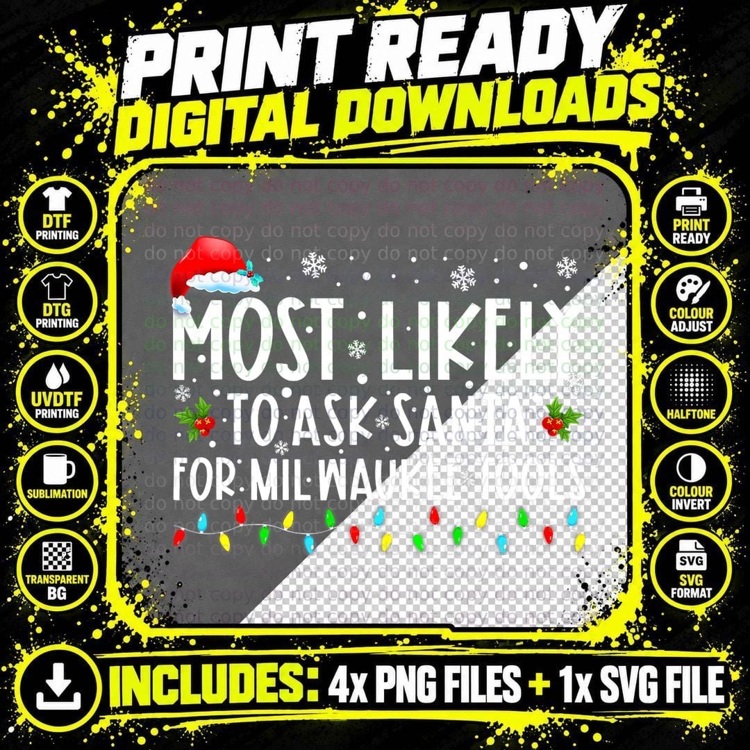 Christmas Milwaukee Tools Santa T-Shirt, Holiday Humor Png SVG Digital Bundle