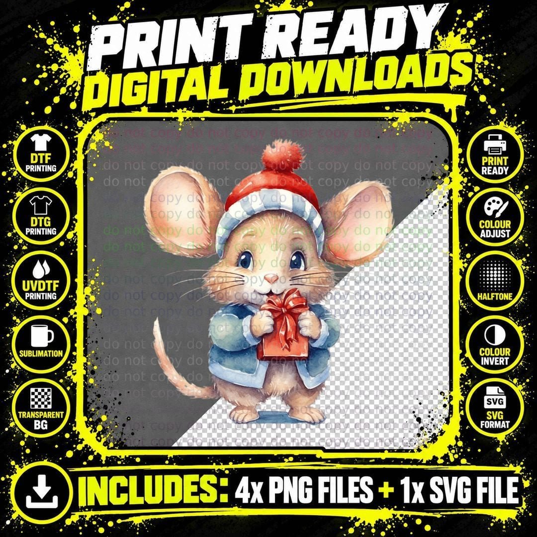 Christmas Mouse Premium Scoop T-Shirt Png SVG Digital Bundle