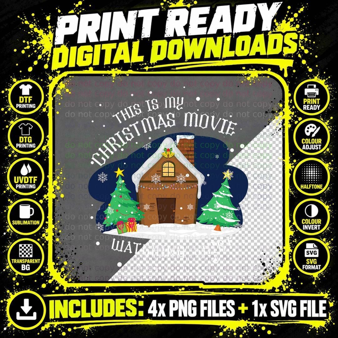 Christmas Movie Watching Squad T-Shirt Png SVG Digital Bundle