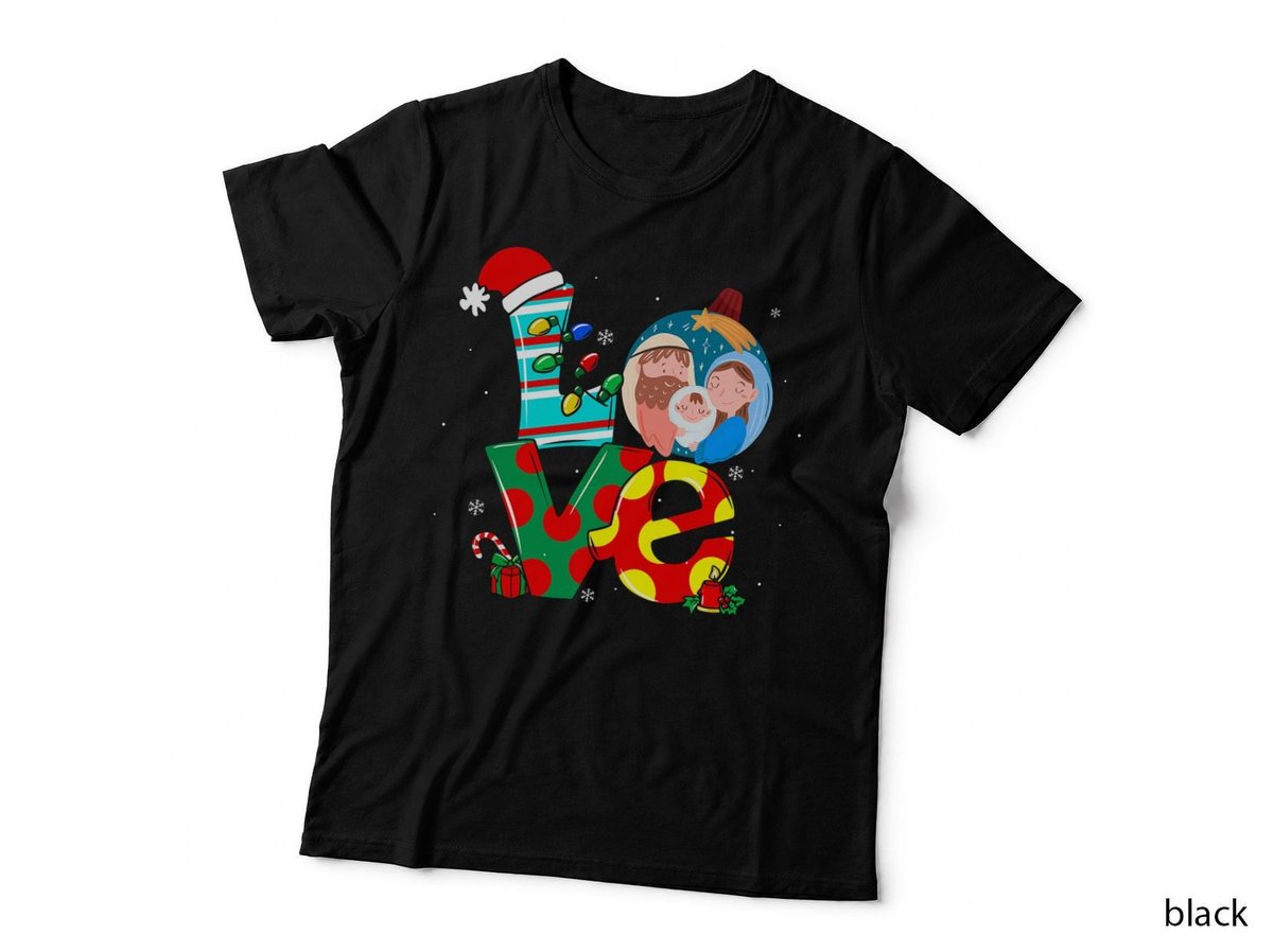 Christmas Nativity Scene T-Shirt, Festive Holiday Print, Women Kids Love