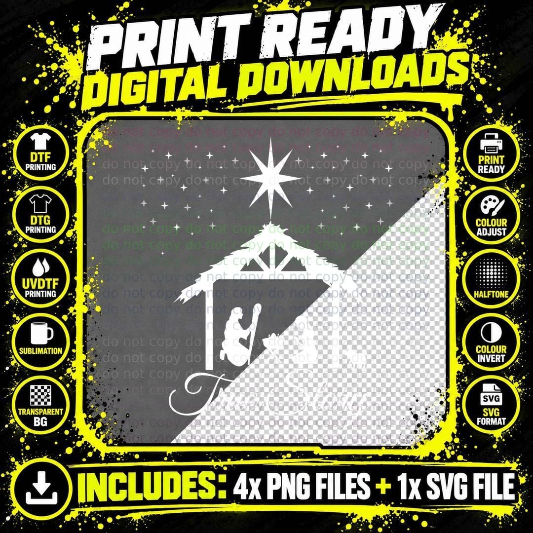 Christmas Nativity Scene T-Shirt, Holiday Faith Style Png SVG Digital Bundle