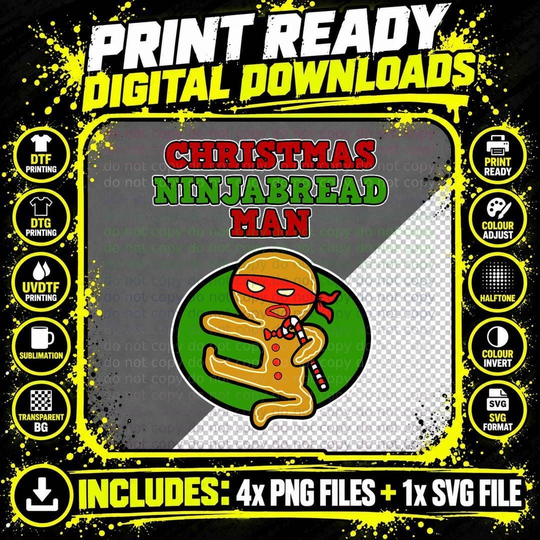 Christmas Ninjabread Man T-Shirt, Festive Ninja Theme Png SVG Digital Bundle