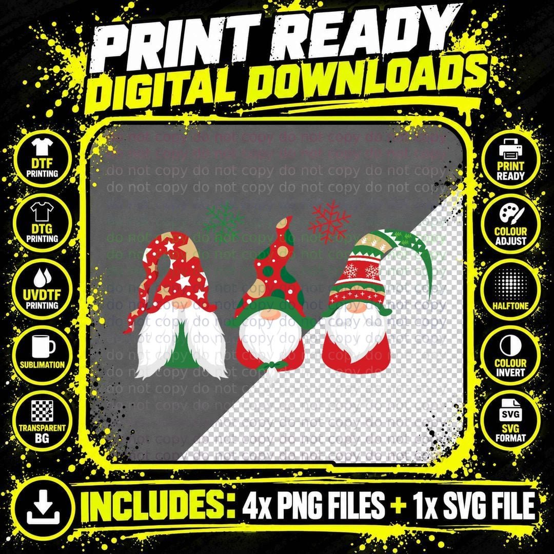 Christmas Nordic Gnomes Classic T-Shirt Png SVG Digital Bundle